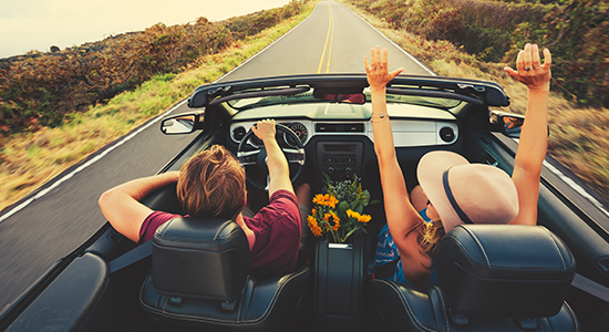 Car Driving a convertible car