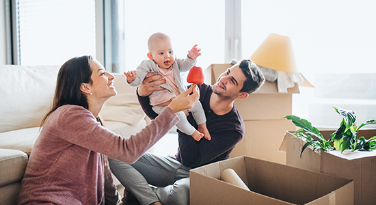 Parents playing with baby