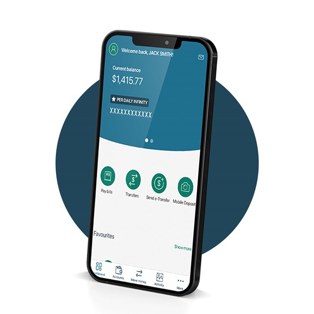 phone displaying 1st Choice banking app
